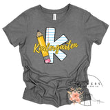 Kindergarten Notebook and Pencil Back to School T-Shirt