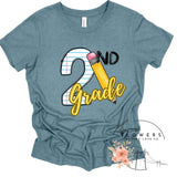 Second Grade Notebook and Pencil Back to School T-Shirt