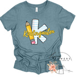 Kindergarten Notebook and Pencil Back to School T-Shirt