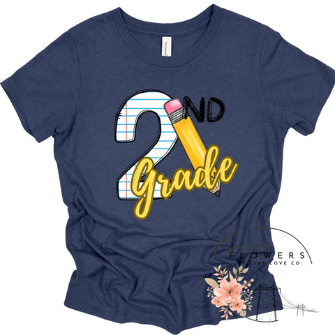 Second Grade Notebook and Pencil Back to School T-Shirt