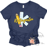 Kindergarten Notebook and Pencil Back to School T-Shirt