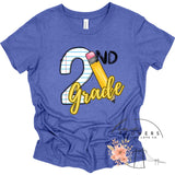 Second Grade Notebook and Pencil Back to School T-Shirt