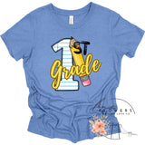 First Grade Notebook and Pencil Back to School T-Shirt