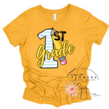 First Grade Notebook and Pencil Back to School T-Shirt