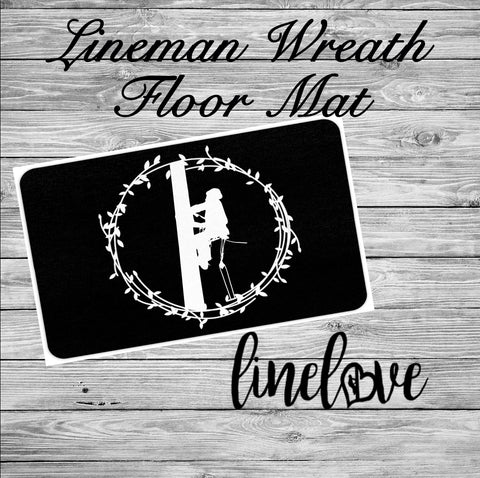 Lineman Wreath Door Floor Mat