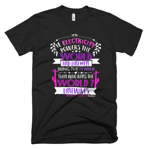 If Linemen Bring the Power Who Runs the World? Linewives Vneck Powerline Wife Lineman’s Wife Shirt